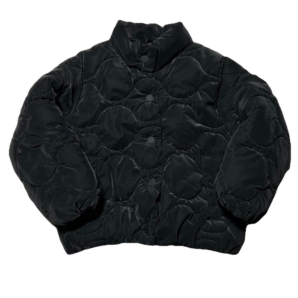 Zara Girls‎ Rubberized Quilted Puffer Coat Size 6 Black Jacket Textured 116 CM